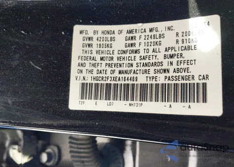 2014 Honda Accord Lx from USA, damaged, VIN 1HGCR2F3XEA164469